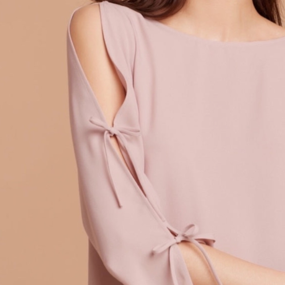 Wilfred Blush Pink Pozzi Blouse Womens Size XS Long Tie Sleeve Aritzia Top - Picture 9 of 13